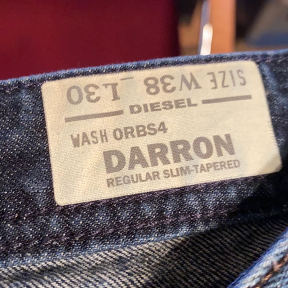 Diesel darron regular slim tapered blue jeans. 38 waist 30 length